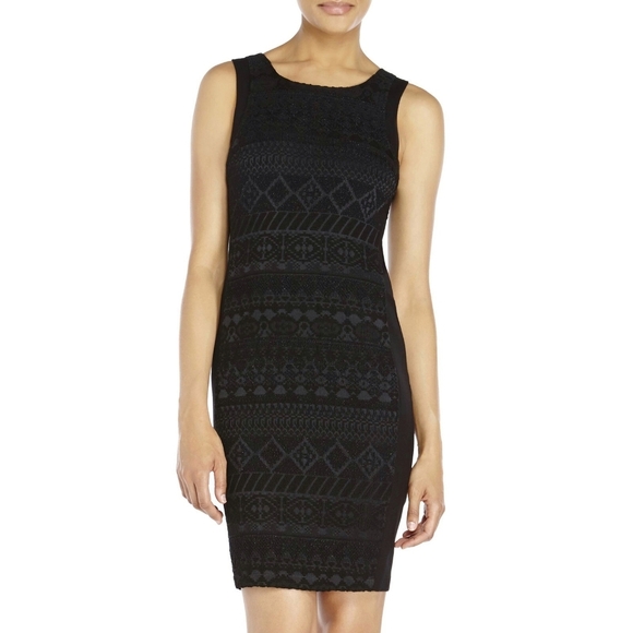 Rebecca Minkoff Jackson sheath dress black geometric textured metallic size 10 - Picture 1 of 7